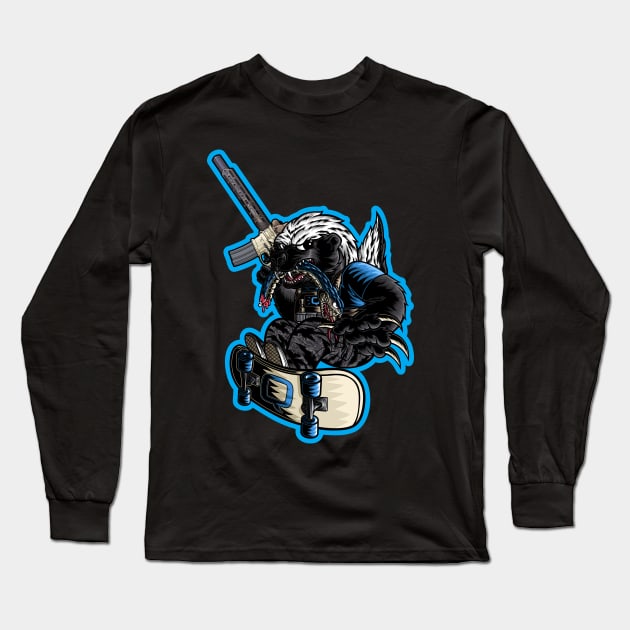 Q Honey Badger Mascot Long Sleeve T-Shirt by orozcodesign